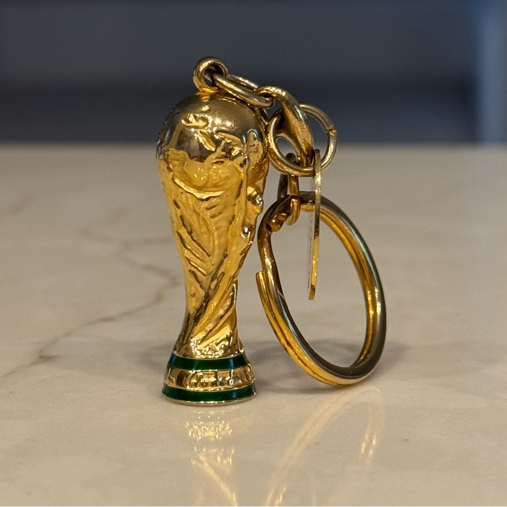 Vintage FIFA 1974 Gold Tone Trophy Keychain